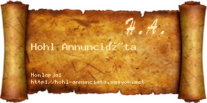 Hohl Annunciáta névjegykártya